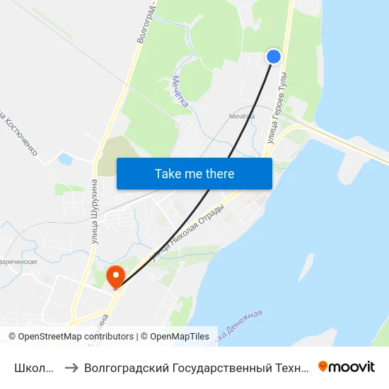 Школа №87 to Волгоградский Государственный Технический Университет map