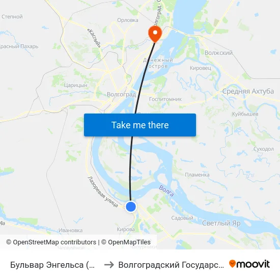 Бульвар Энгельса (Проспект Героев Сталинграда) to Волгоградский Государственный Технический Университет map