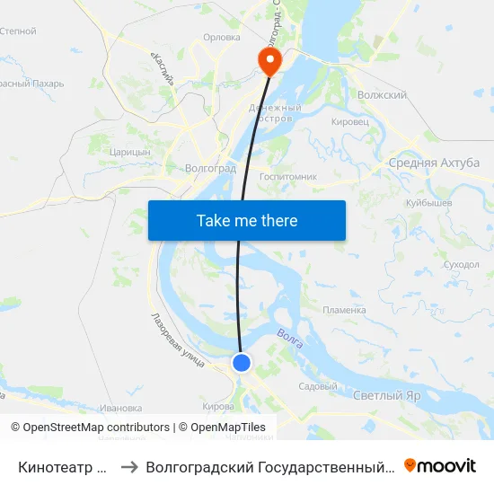 Кинотеатр Юбилейный to Волгоградский Государственный Технический Университет map