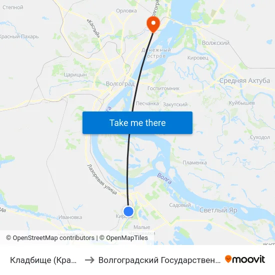 Кладбище (Красноармейский Р-Н) to Волгоградский Государственный Технический Университет map