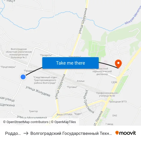 Роддом №1 to Волгоградский Государственный Технический Университет map