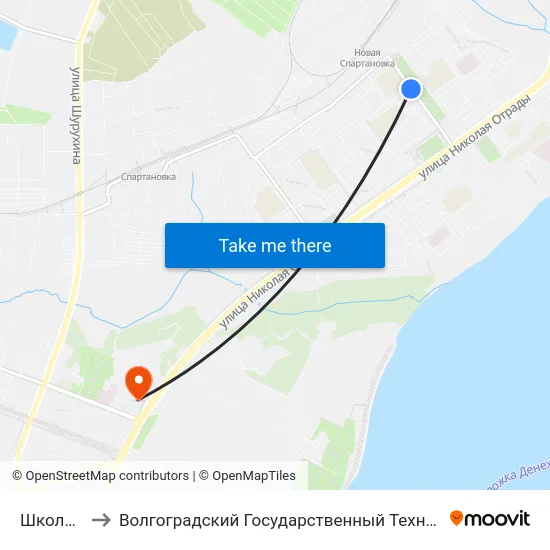 Школа №88 to Волгоградский Государственный Технический Университет map