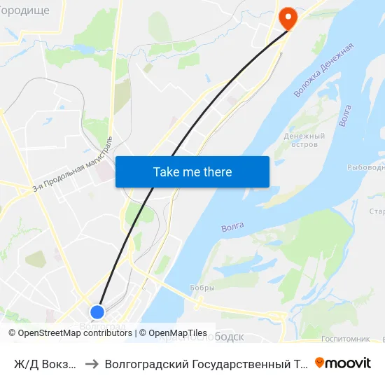 Ж/Д Вокзал (Мост) to Волгоградский Государственный Технический Университет map