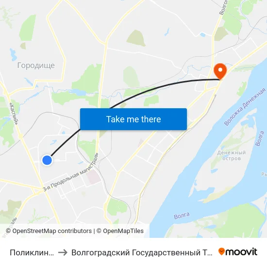 Поликлиника №18 to Волгоградский Государственный Технический Университет map