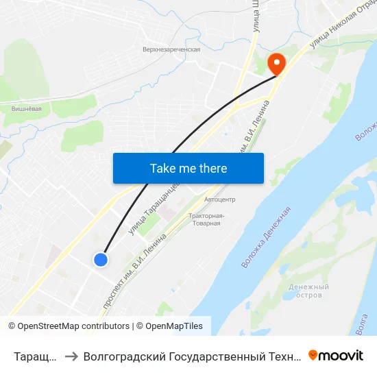 Таращанцев to Волгоградский Государственный Технический Университет map