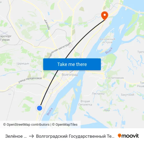 Зелёное Кольцо to Волгоградский Государственный Технический Университет map