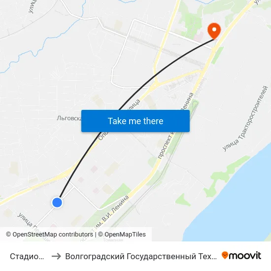 Стадион Зенит to Волгоградский Государственный Технический Университет map