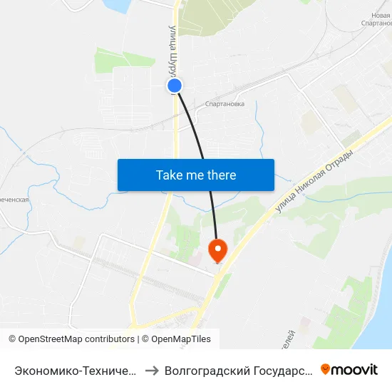 Экономико-Технический Колледж (Ул. Шурухина) to Волгоградский Государственный Технический Университет map