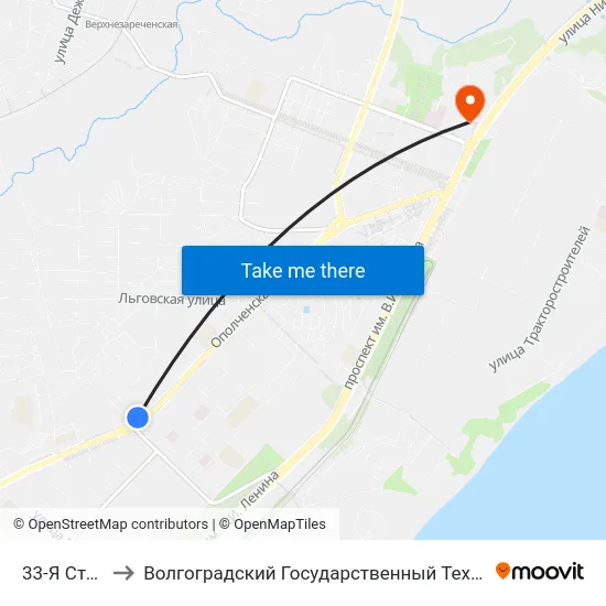 33-Я Столовая to Волгоградский Государственный Технический Университет map