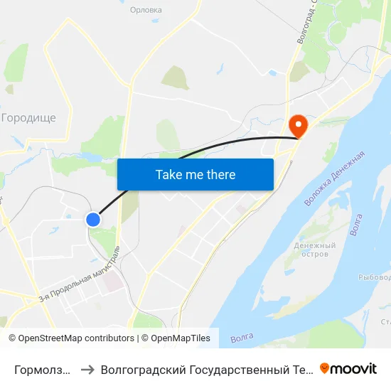 Гормолзавод №3 to Волгоградский Государственный Технический Университет map