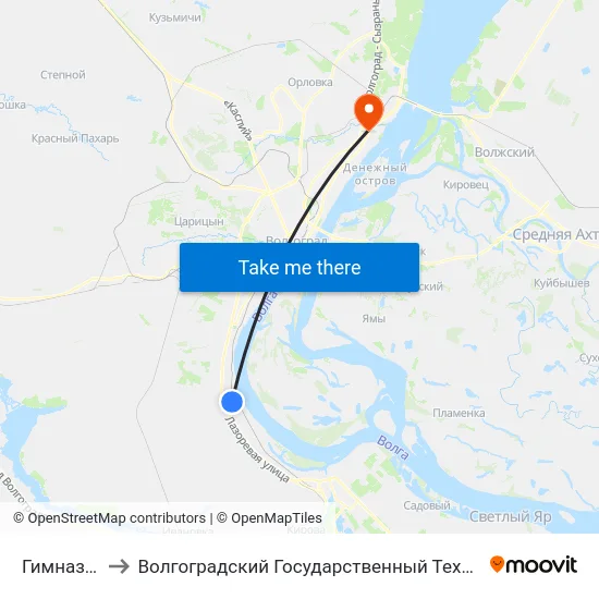 Гимназия №9 to Волгоградский Государственный Технический Университет map