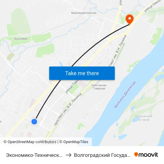 Экономико-Технический Колледж (Проспект Металлургов) to Волгоградский Государственный Технический Университет map