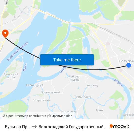 Бульвар Профсоюзов to Волгоградский Государственный Технический Университет map