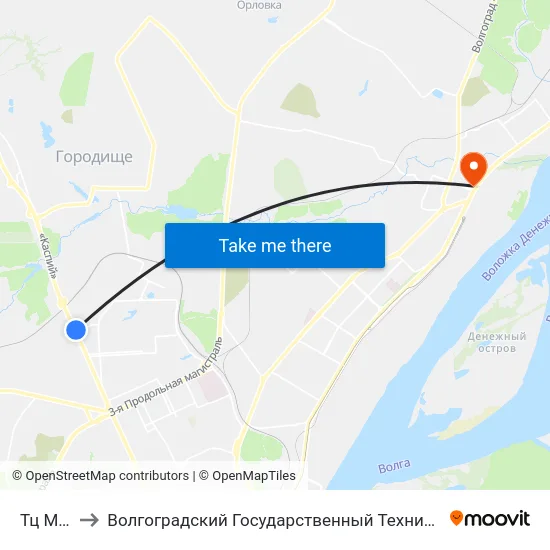 Тц Метро to Волгоградский Государственный Технический Университет map
