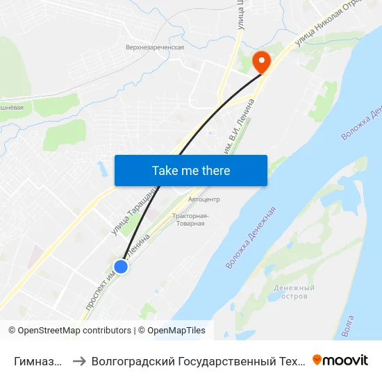 Гимназия №14 to Волгоградский Государственный Технический Университет map
