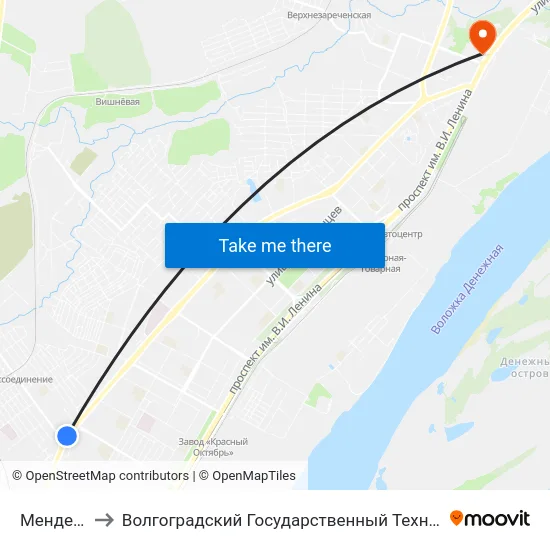 Менделеева to Волгоградский Государственный Технический Университет map