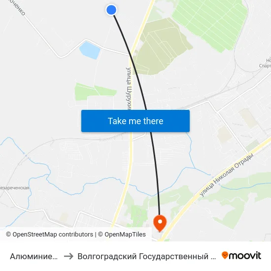 Алюминиевый Завод to Волгоградский Государственный Технический Университет map