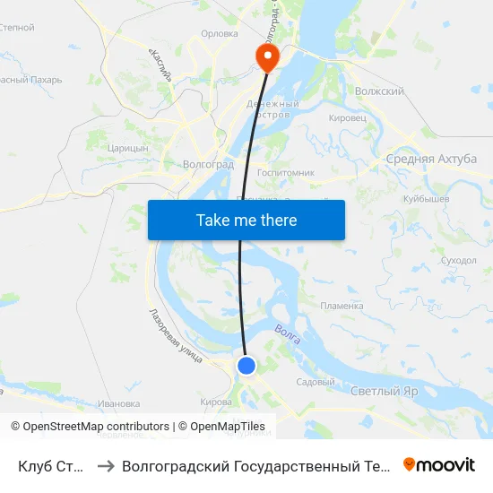 Клуб Строитель to Волгоградский Государственный Технический Университет map