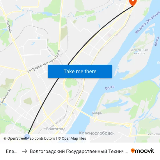 Елецкая to Волгоградский Государственный Технический Университет map