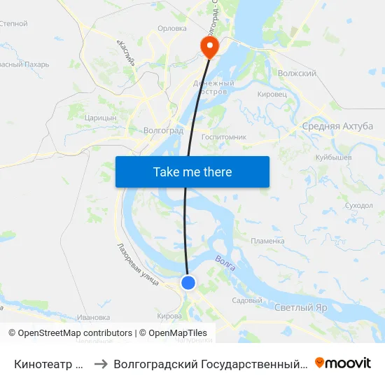 Кинотеатр Юбилейный to Волгоградский Государственный Технический Университет map