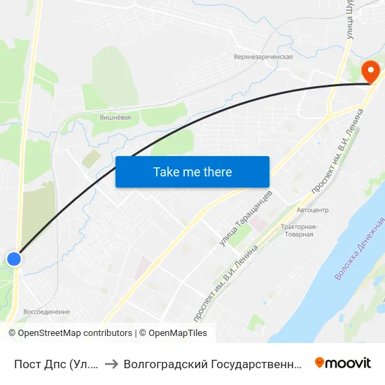 Пост Дпс (Ул. Менделеева) to Волгоградский Государственный Технический Университет map