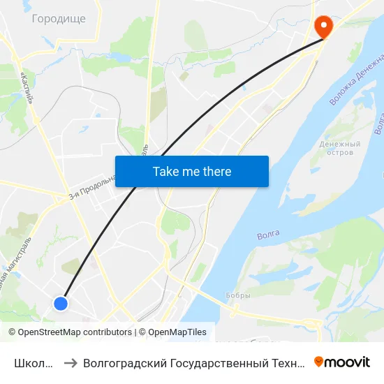 Школа №82 to Волгоградский Государственный Технический Университет map