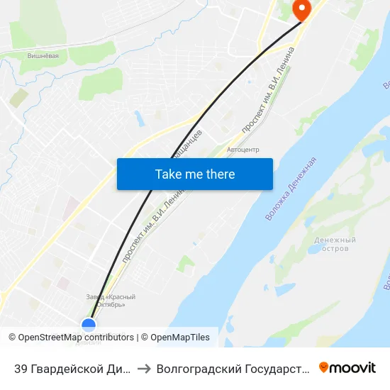 39 Гвардейской Дивизии (Проспект Ленина) to Волгоградский Государственный Технический Университет map