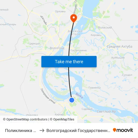 Поликлиника №24 (Конечная) to Волгоградский Государственный Технический Университет map