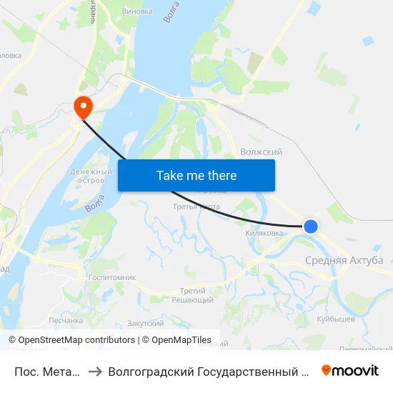 Пос. Металлургов-1 to Волгоградский Государственный Технический Университет map