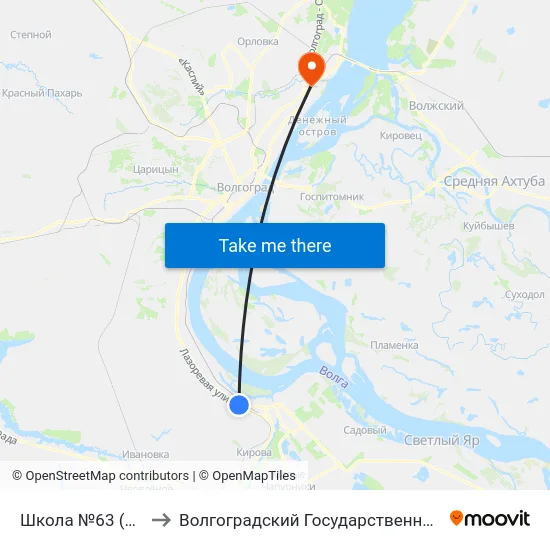 Школа №63 (Ул. Лазоревая) to Волгоградский Государственный Технический Университет map