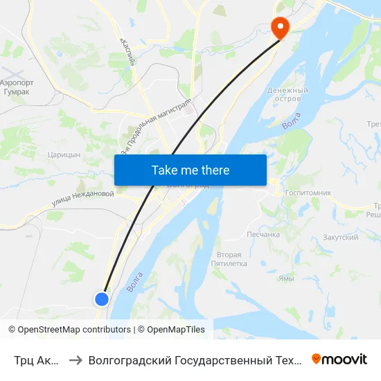 Трц Акварель to Волгоградский Государственный Технический Университет map