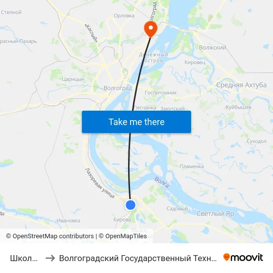 Школа №55 to Волгоградский Государственный Технический Университет map