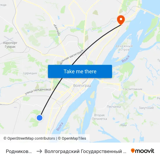 Родниковая Долина to Волгоградский Государственный Технический Университет map