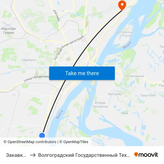 Закавказская to Волгоградский Государственный Технический Университет map
