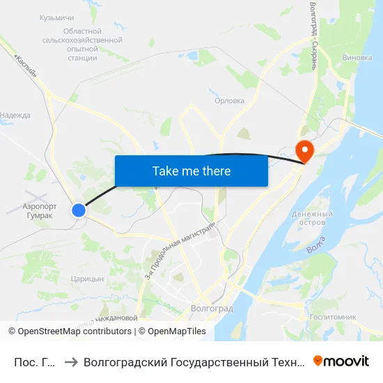 Пос. Гумрак to Волгоградский Государственный Технический Университет map