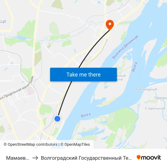 Мамаев Курган to Волгоградский Государственный Технический Университет map
