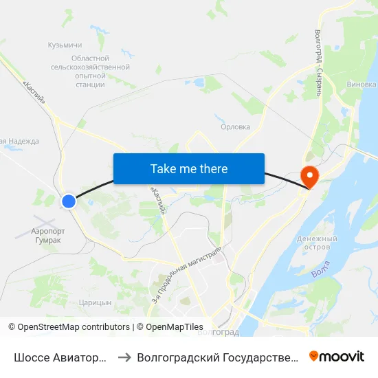 Шоссе Авиаторов (По Требованию) to Волгоградский Государственный Технический Университет map