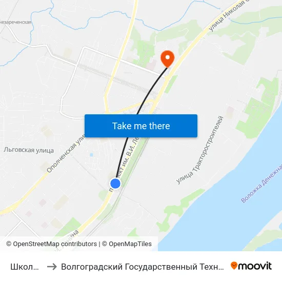 Школа №12 to Волгоградский Государственный Технический Университет map