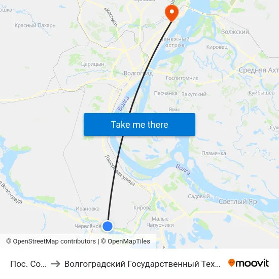 Пос. Соляной to Волгоградский Государственный Технический Университет map