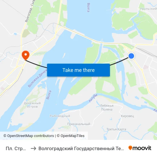 Пл. Строителей to Волгоградский Государственный Технический Университет map