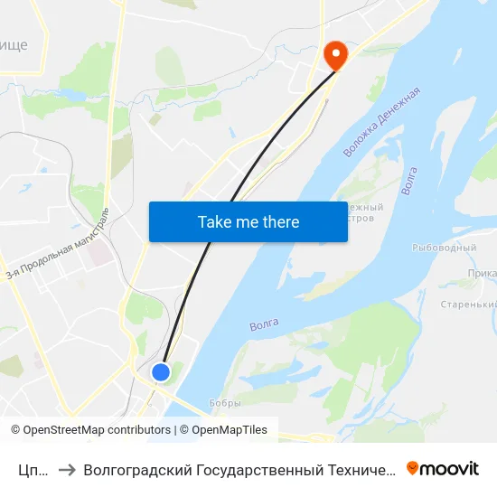 Цпкио to Волгоградский Государственный Технический Университет map