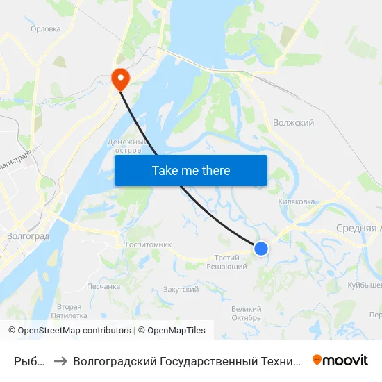 Рыбачий to Волгоградский Государственный Технический Университет map