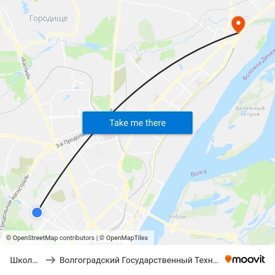 Школа №36 to Волгоградский Государственный Технический Университет map