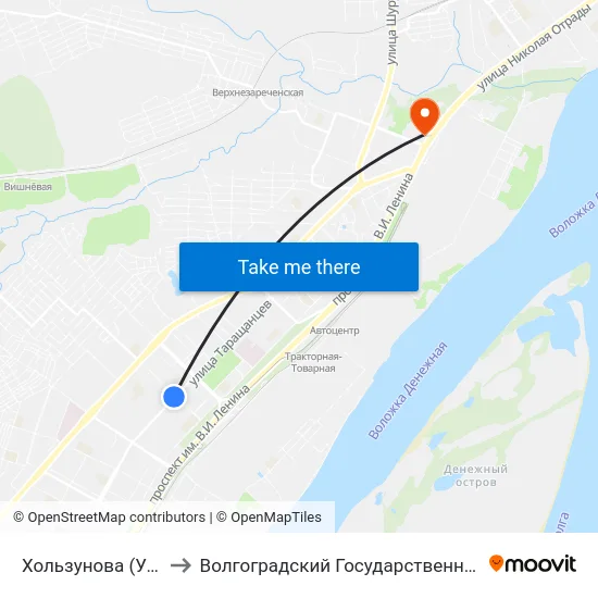Хользунова (Ул. Таращанцев) to Волгоградский Государственный Технический Университет map