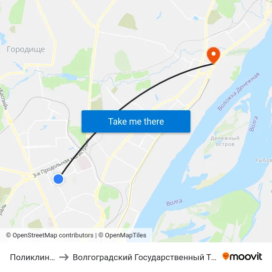 Поликлиника №28 to Волгоградский Государственный Технический Университет map