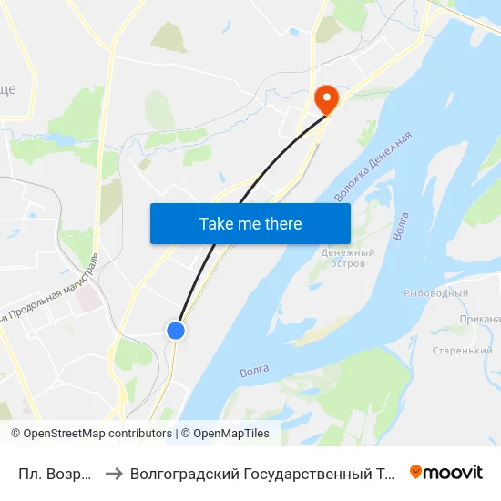 Пл. Возрождения to Волгоградский Государственный Технический Университет map