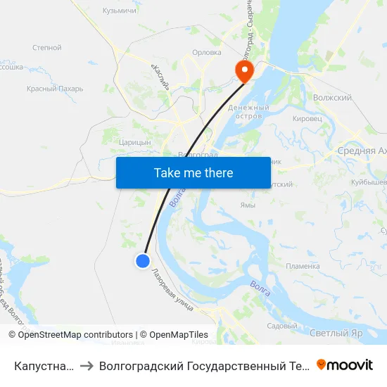 Капустная Балка to Волгоградский Государственный Технический Университет map