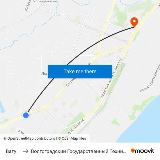 Ватутина to Волгоградский Государственный Технический Университет map
