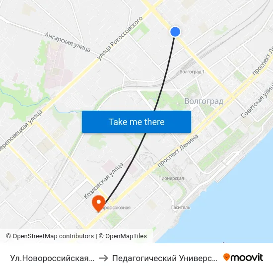 Ул.Новороссийская (А) to Педагогический Университет map
