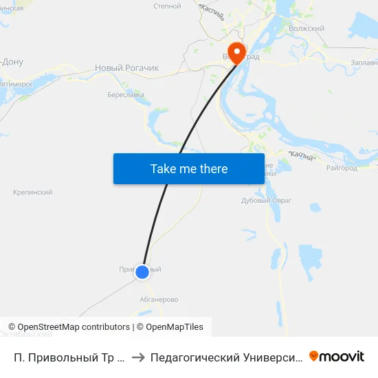 П. Привольный Тр (Б) to Педагогический Университет map